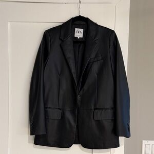 Zara Faux Leather Blazer